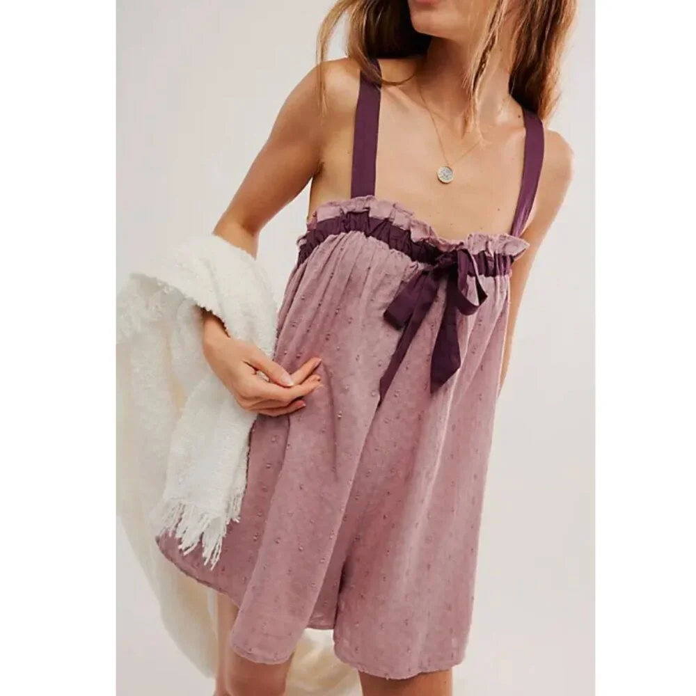 Free People Back to Love Romper Woodrose Combo sz XL - Picture 1 of 7